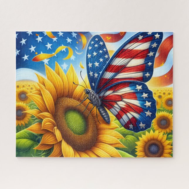 Quebra-cabeça Borboleta Americana Girassol (Horizontal)