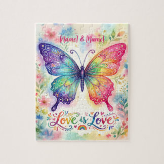 Quebra-cabeça Borboleta Arco-íris em Aquarela "Amor é Amor"