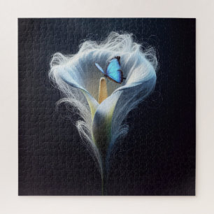 Quebra-cabeça Borboleta Azul Comum Morpho Em Lily