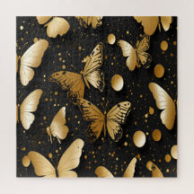 Borboleta Confetti Preta e Dourada
