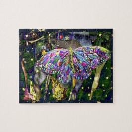 Quebra-cabeça Borboleta Folha Dourada