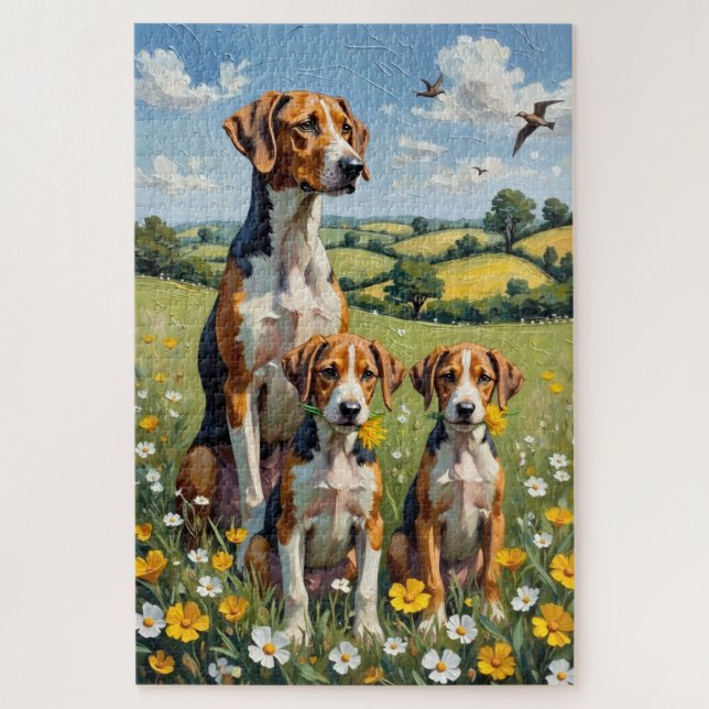 Quebra-cabeça Borboleta Inglesa Foxhound Prado Arte (Vertical)