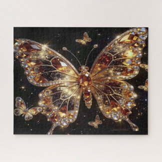 Quebra-cabeça Borboleta Topázio Bejeweled em Preto 