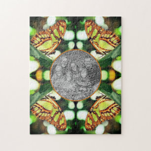 Quebra-cabeça Borboleta Verde Possuindo Quadro Crie Sua Própria