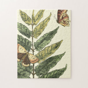 Quebra-cabeça Borboletas e folhas com quadro preto