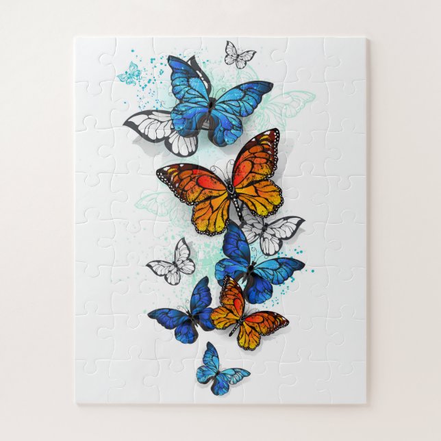 Quebra-cabeça Borboletas voadoras Morpho e Monarca (Vertical)