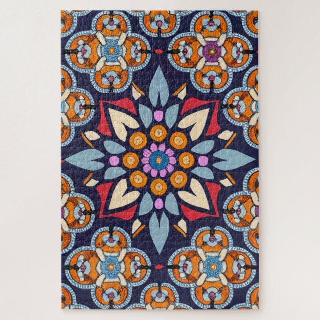 Quebra-cabeça Bordado Azul (Vertical)