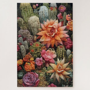 Quebra-cabeça Bordado do Jardim Cactus
