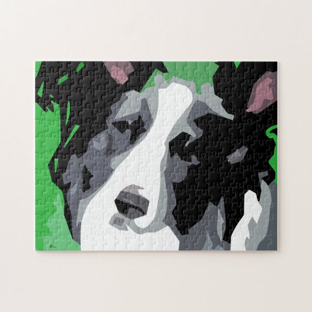 Quebra-cabeça Border Collie Cão Abstrato (Horizontal)