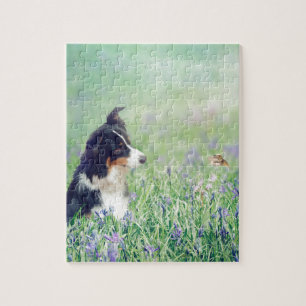 Quebra-cabeça Border collie e colibri