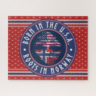 Quebra-cabeça "Born in USA · Roots in Norway" Blue with Sweater