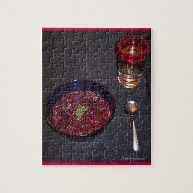 Quebra-cabeça Borshch & vodca ucranianos da comida da alma da (Vertical)