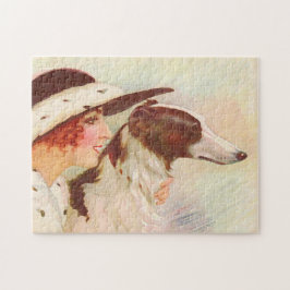 Quebra-cabeça Borzoi Vintage Lady e Borzoi