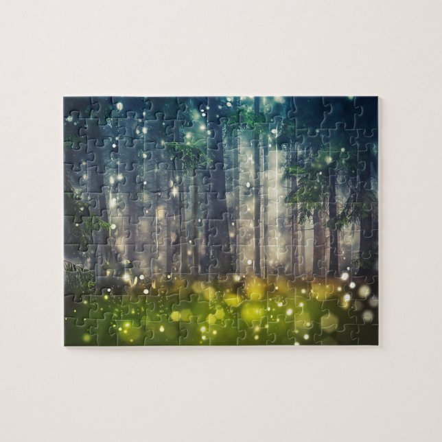 Quebra-cabeça Bosque, árvores em Waldlichtung crepúsculo, (Horizontal)