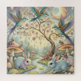 Quebra-cabeça Bosque do Capricho - Coelhos e Pássaros no Crepúsc