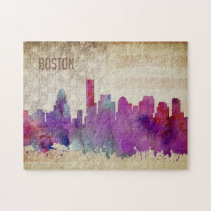 Quebra-cabeça Boston, skyline da cidade da aguarela das MÃES
