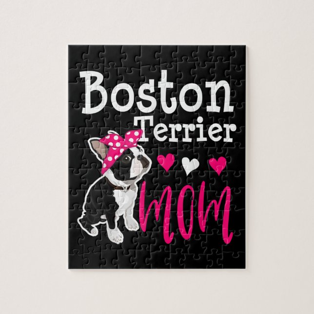 Quebra-cabeça Boston Terrier Dog Mãe Proprietária Cute Engraçado (Vertical)