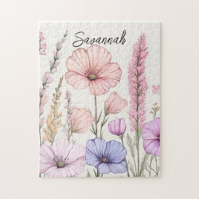Quebra-cabeça Botânica de Flores Silvestres Personalizada (Vertical)
