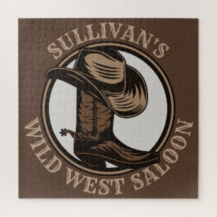 Quebra-cabeça Botas de cowboy ocidentais e selvagens personaliza