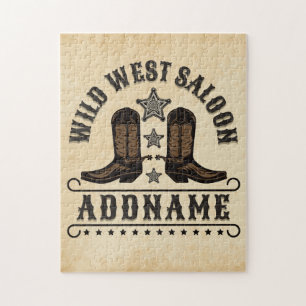 Quebra-cabeça Botas de Cowboy Western ADICIONE NOME Esporas de X