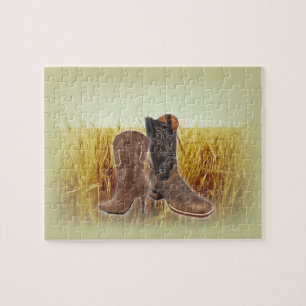 Quebra-cabeça Botas de vaqueiro do país ocidental de campo de