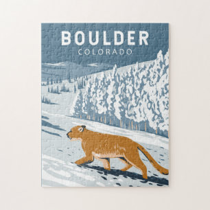 Quebra-cabeça Boulder Colorado Cougar Retro Viagem Art Vintage