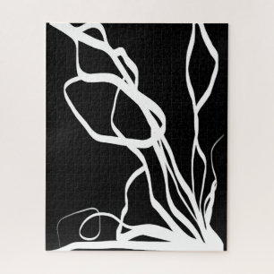 Quebra-cabeça Bouquet Noir: Preto e Branco Abstrato