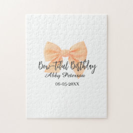 Quebra-cabeça Bow-tiful birthday orange bow name date simple pas