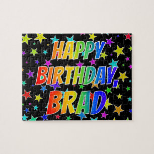 Quebra-cabeça "BRAD" Primeiro Nome, Diversão "FELIZ ANIVERSÁRI