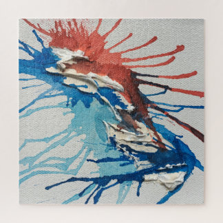 Quebra-cabeça branco vermelho e azul