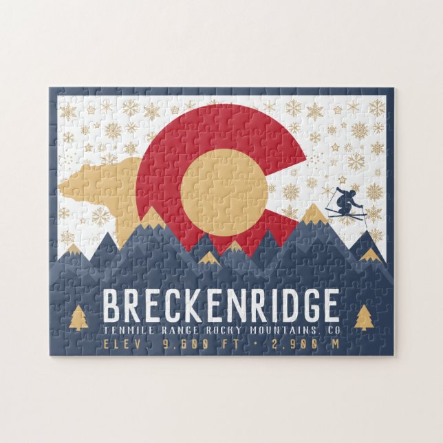 Quebra-cabeça Breckenridge Colorado Flag Mountain Souvenir (Horizontal)