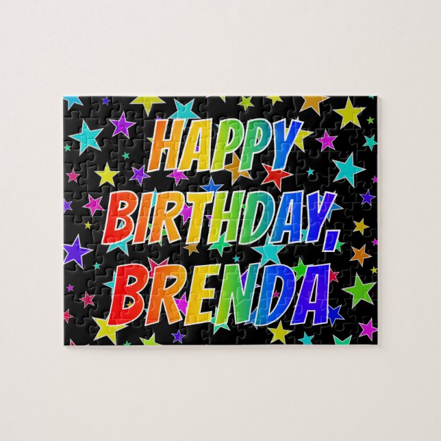 Quebra-cabeça "BRENDA" Primeiro Nome, Diversão "FELIZ ANIVERSÁRI (Horizontal)