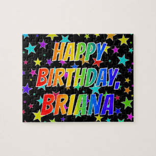 Quebra-cabeça "BRIANA" Primeiro Nome, Diversão "FELIZ ANIVERSÁ