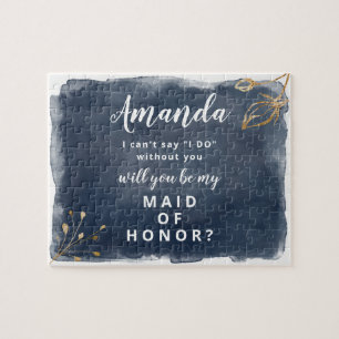 Quebra-cabeça Bridesmai ou de marinho e de ouro da madrinha de