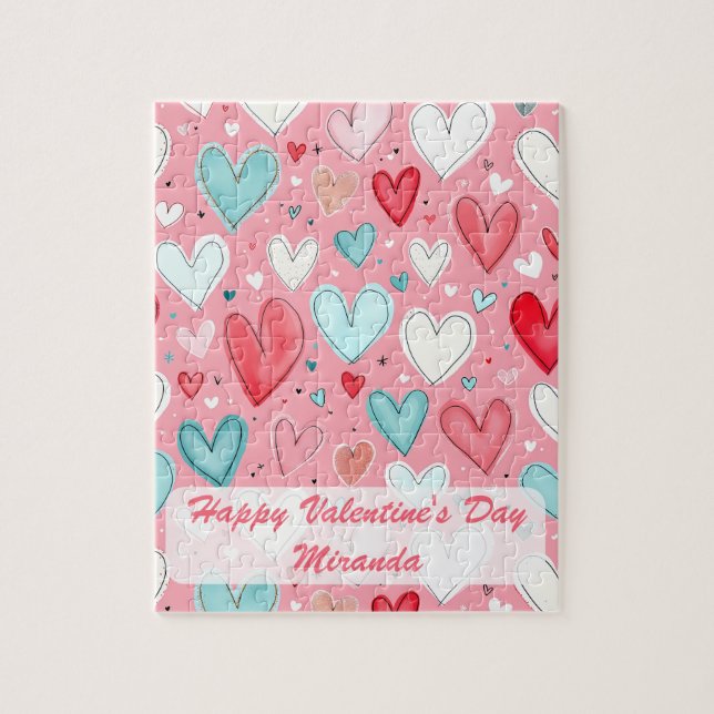 Quebra-cabeça Bright Happy Valentine's Day Custom Heart Rainbow (Vertical)