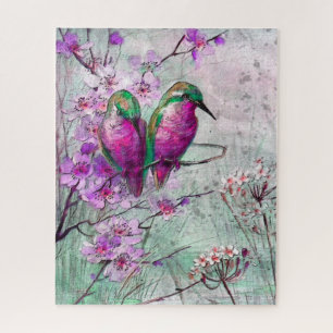 Quebra-cabeça Bright Pink Floral Humpingbird