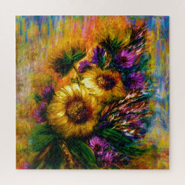 Quebra-cabeça "Brilho de Girassol" 60 cm x 60 cm (Vertical)