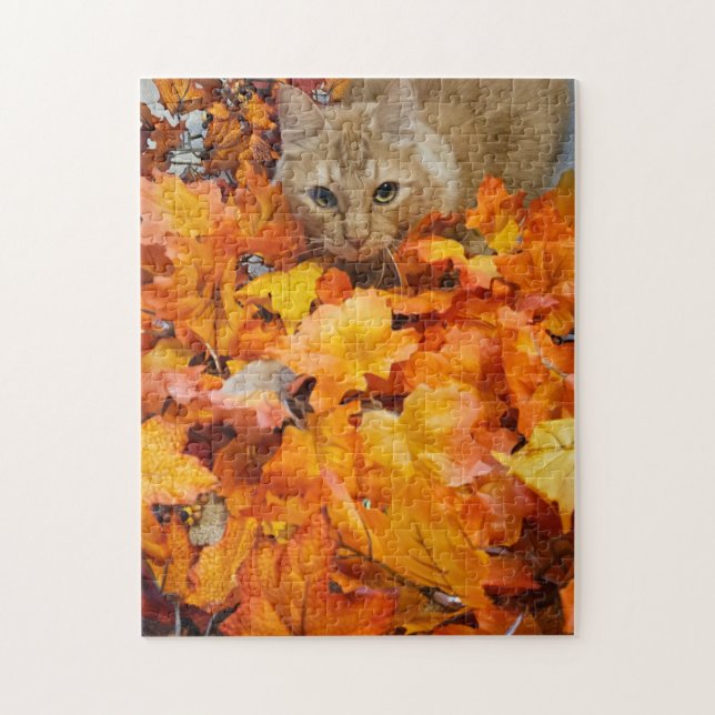 Quebra-cabeça Brincando nas Folhas, 28 cm x 35,5 c (Vertical)