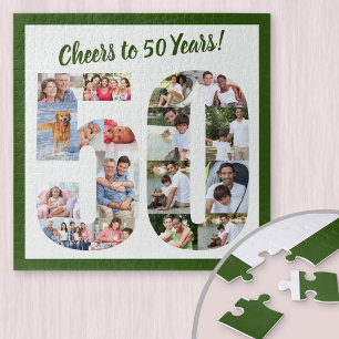 Quebra-cabeça Brindes a 50 Anos Colagem de Fotos Número 50 Quadr