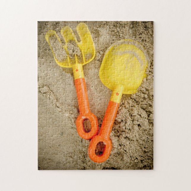 Quebra-cabeça Brinquedos de areia amarelo e laranja (Vertical)