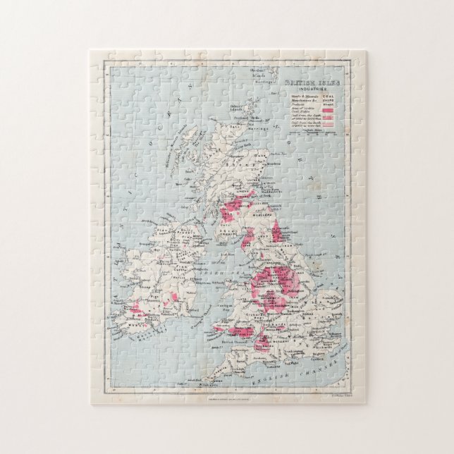 Quebra-cabeça British Isles Industries Antiguamente Map Jigsen Q (Vertical)
