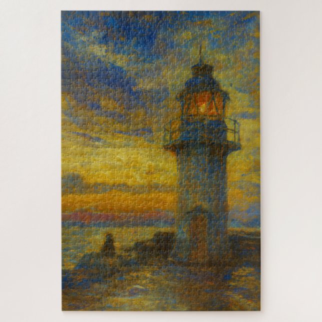Quebra-cabeça Brixham Harbor Lighthouse Turner Style Art Puzzle (Vertical)