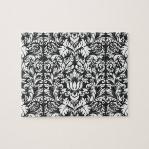Quebra-cabeça Brocade de gargalo branco preto