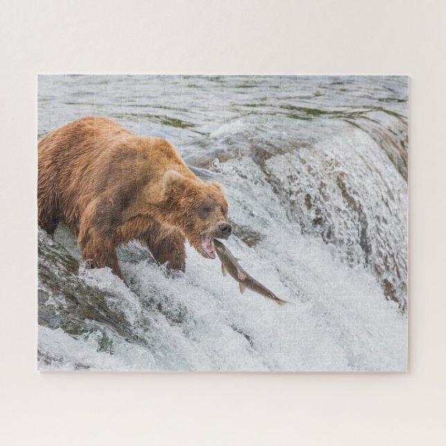 Quebra-cabeça Brown Bear Catches Red Salmon (Horizontal)