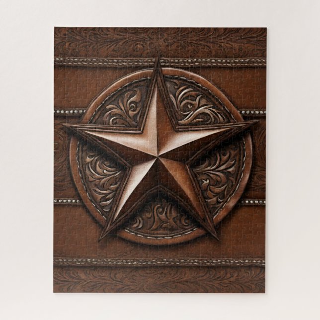 Quebra-cabeça Brown Cowboy Russo Western Country Texas Star (Vertical)