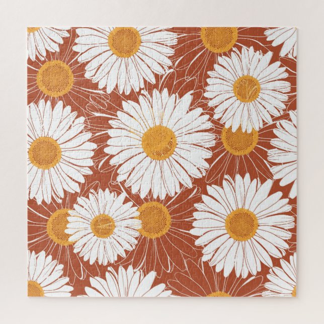 Quebra-cabeça Brown Daisies: Padrão de Flor Sem Perno de Olhos (Vertical)