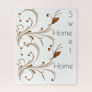Quebra-cabeça Brown Floral Home Sweet Home