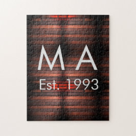 Quebra-cabeça Brown rustic brick stone add name letter year date