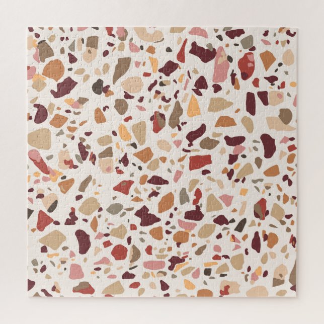Quebra-cabeça Brown terrazzo: vintage, trendy padrão. (Vertical)
