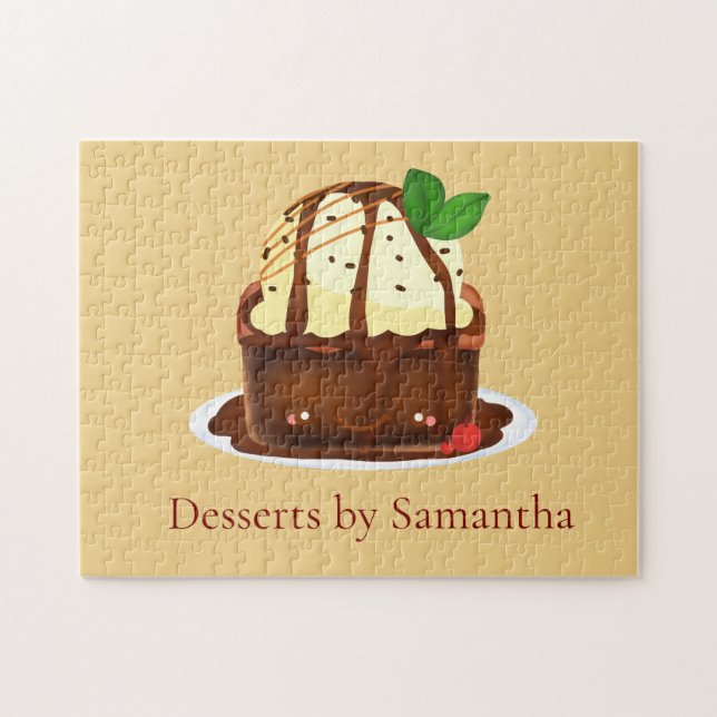 Quebra-cabeça Brownie de Chocolate Com Sorvete de Baunilha (Horizontal)